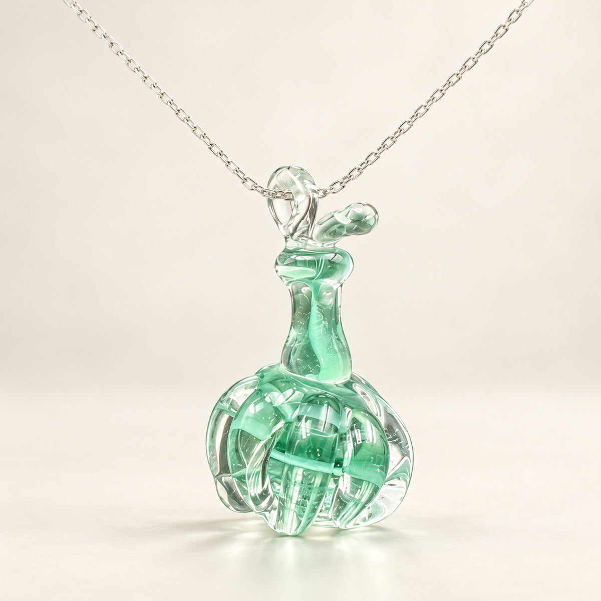 Handmade Mint Glass Potion Bottle Necklace