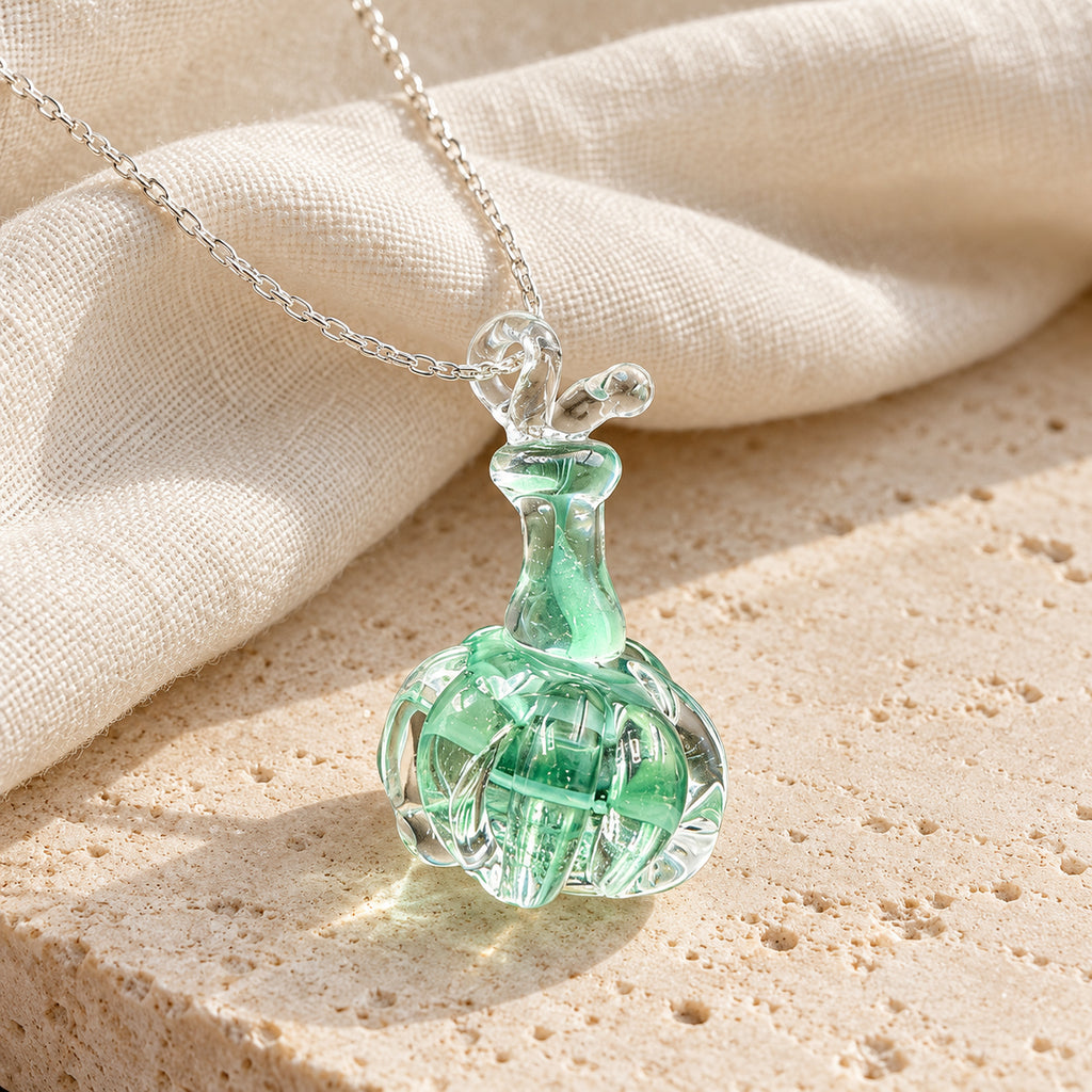 Handmade Mint Glass Potion Bottle Necklace