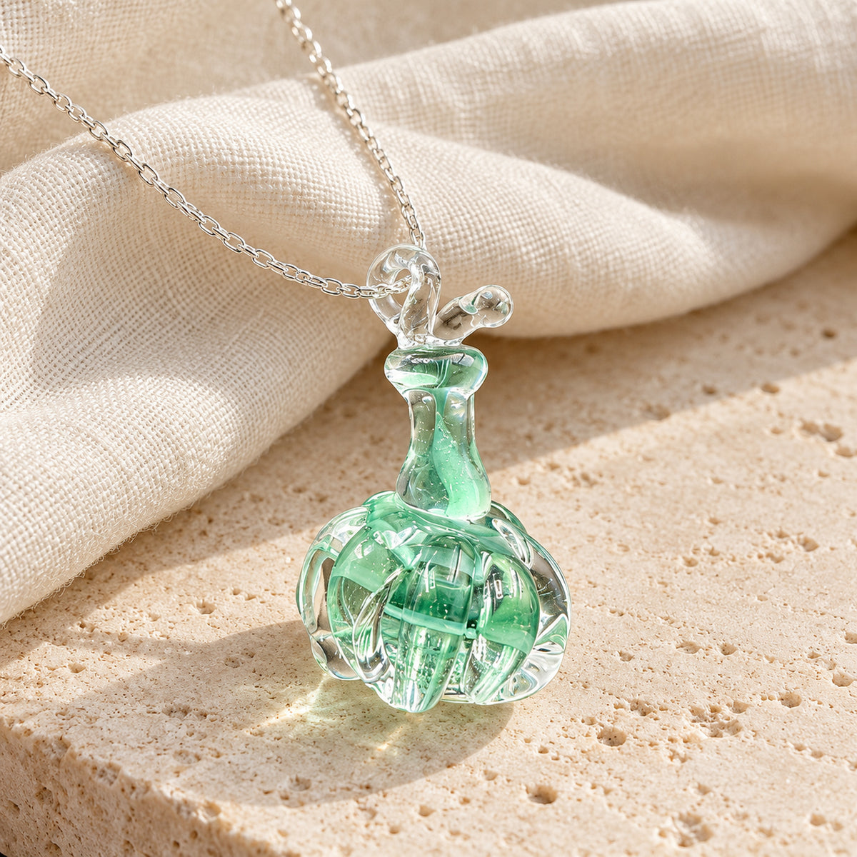 Handmade Mint Glass Potion Bottle Necklace