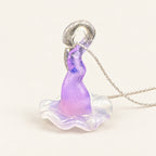 Handcrafted Purple Lampwork Glass Witch Hat Pendant Necklace