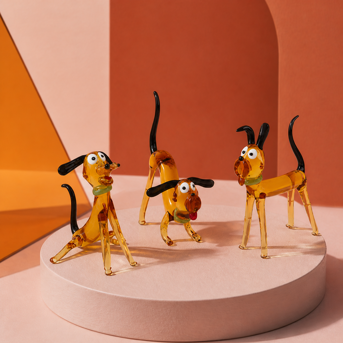 Handcrafted Slender Glass Dog Figurine