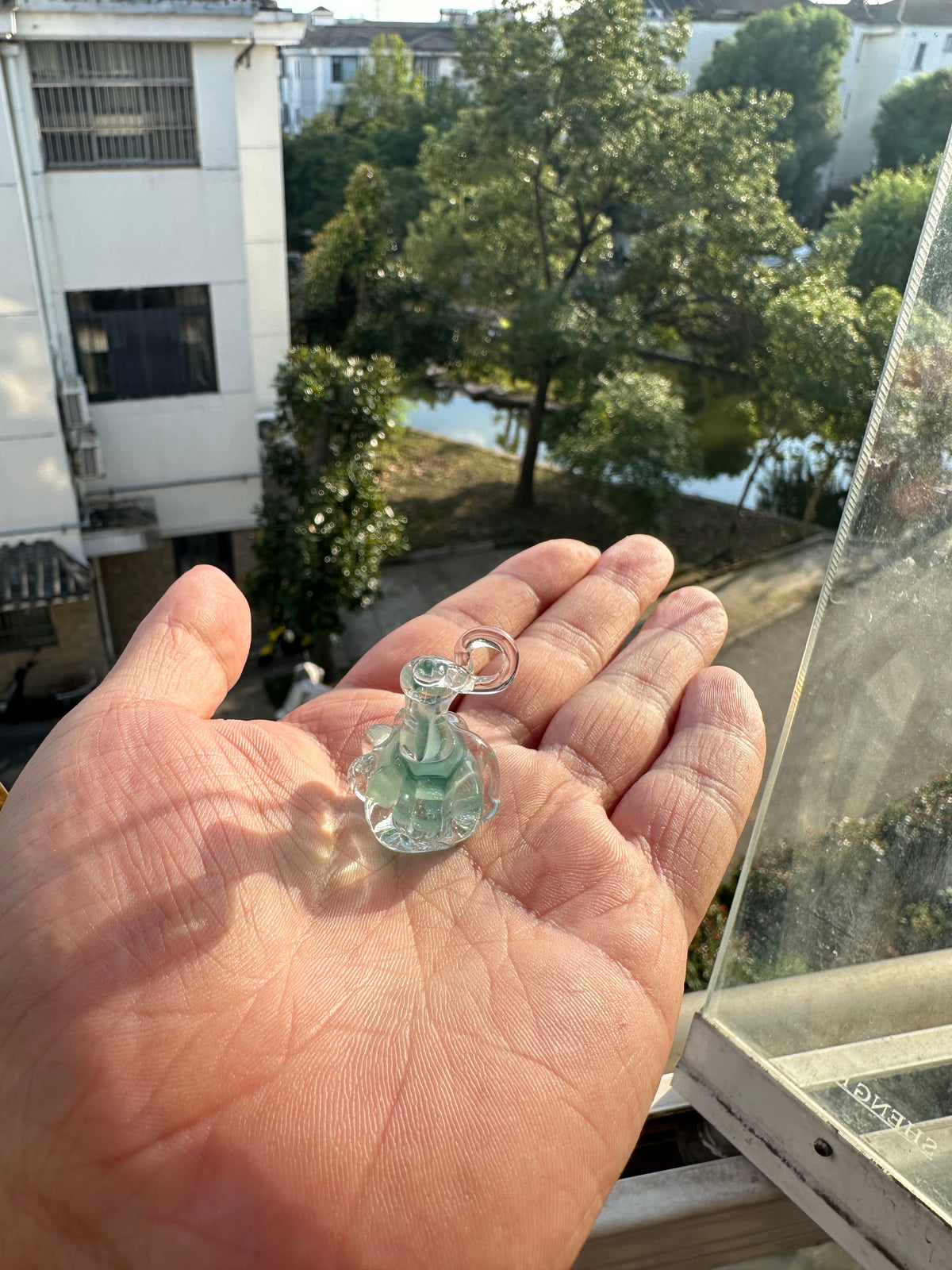 Handmade Mint Glass Potion Bottle Necklace